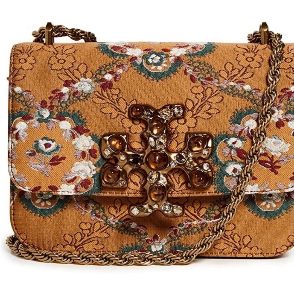 Tory Burch Gold Floral Crossbody Bag